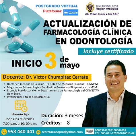 Actualización de farmacología clínica en Odontología COPRA Arequipa