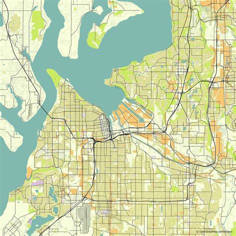 Vector City Map Of Tacoma Washington Usa 26692752 Vector Art At Vecteezy