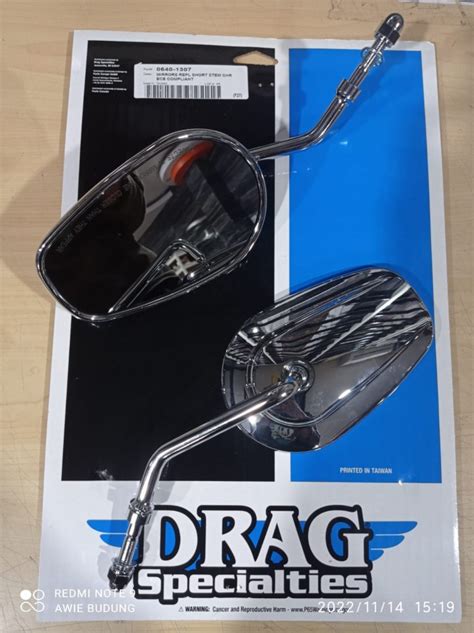 Budung Cycles Drag Specialties Oem Style Teardrop Mirrors Short Stem