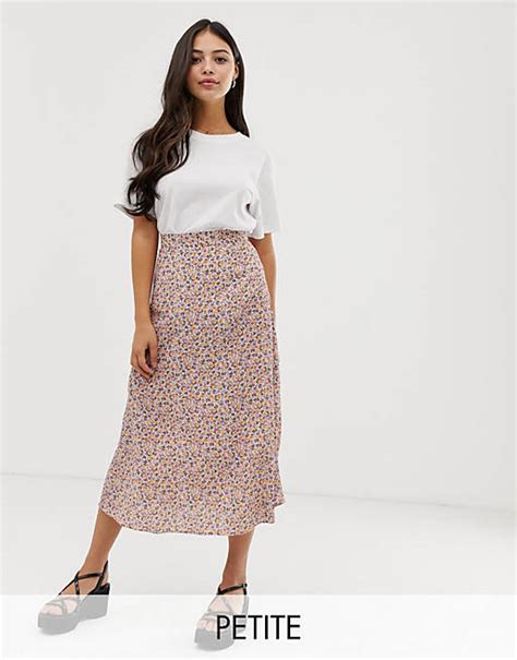 New Look Petite Ditsy Floral Midi Skirt In Multi Asos