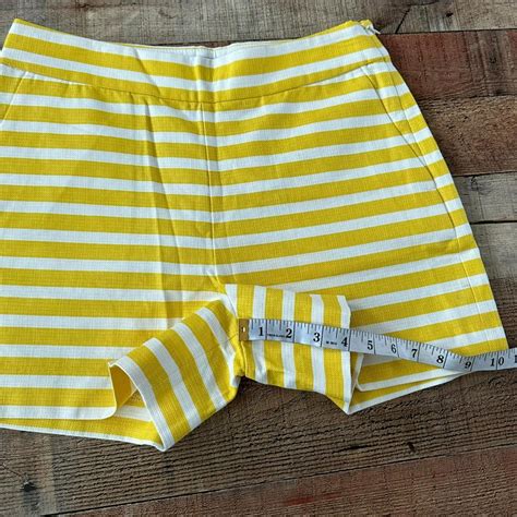 J Crew Womens Yellow And White Striped Hi Rise 4 Depop