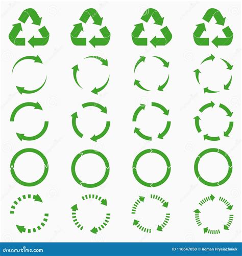 Round Arrows Set Green Circle Recycle Icons Collections Vector Stock