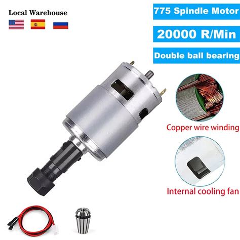 775 Spindle Motor Dc 12v 24v 20000 Rpm Mini Electric Motor Ball Bearing Large Torque High Power