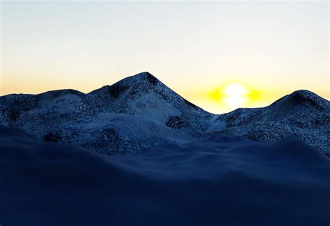 Premium Photo | Sunrise in snowy mountains