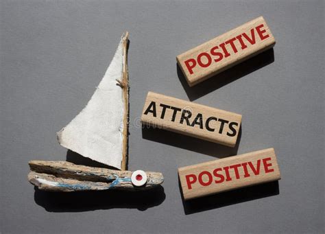 Positive Attracts Positive Symbol Wooden Blocks With Words Positive