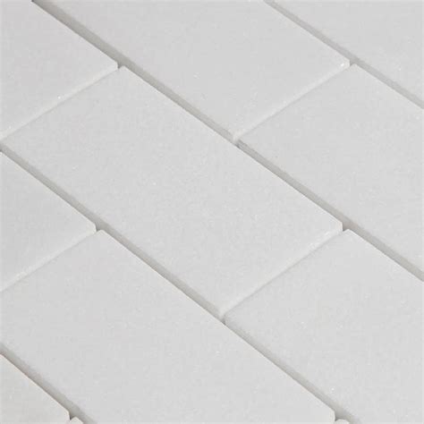 Thassos White Marble 2x4 Polished Mosaic Tile