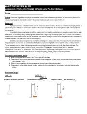 Analysis Of Hydrogen Peroxide Solution With Redox Titrations Course Hero