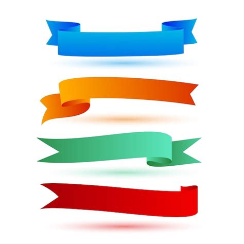Free Vector Set Of Realistic Ribbon Band Element Banner Design