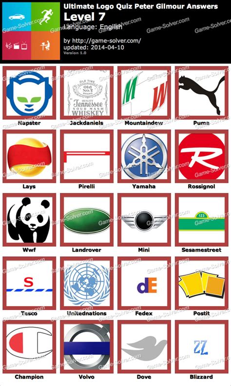 Ultimate Logo Quiz Peter Gilmour Level 7 • Game Solver