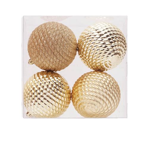 Kit Bolas Texturizadas Losango Dourado 10cm 04 Unidades Cromus