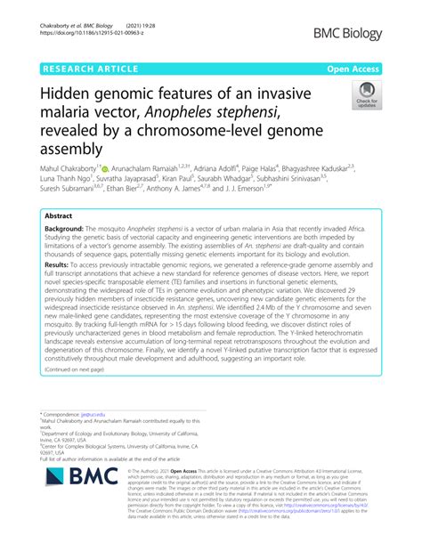 Pdf Hidden Genomic Features Of An Invasive Malaria Vector Anopheles