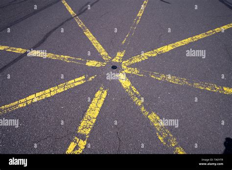 Yellow Star Shaped Road Marking For Backgrounds Stock Photo Alamy