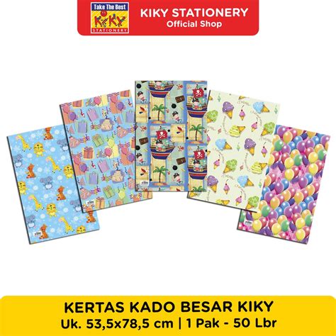 Jual KIKY Kertas Kado Besar Glossy Ukuran Uk 53 5 X 78 5 Cm Per 10