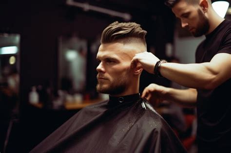 A Man Getting His Hair Cut In A Barbar Premium Ai Generated Image