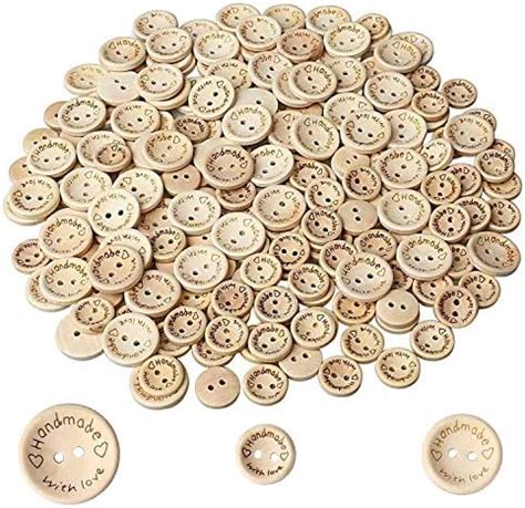 Kigniote Lot De Boutons En Bois Forme Ronde Naturel Boutons Fait