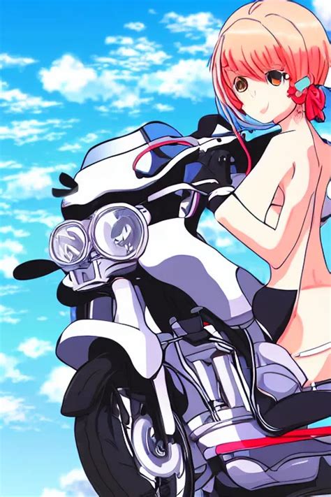 Anime Girl Riding Motorcycle Alone Stable Diffusion