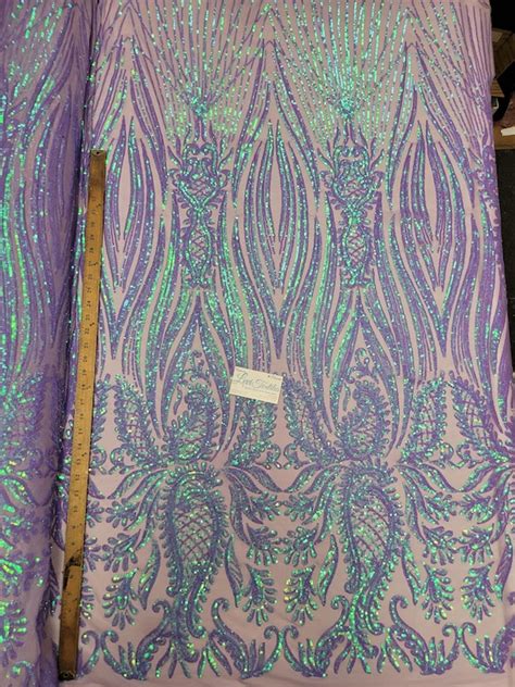 Iridescent Lilac 4 Way Stretch Iridescent Sequin Fabric Etsy