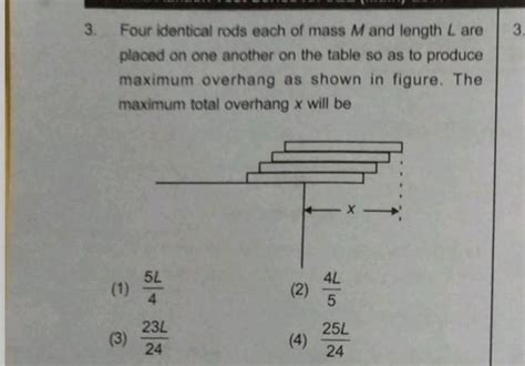 Four Identical Rods Each Of Mass M And Length L Are Placed On One Another