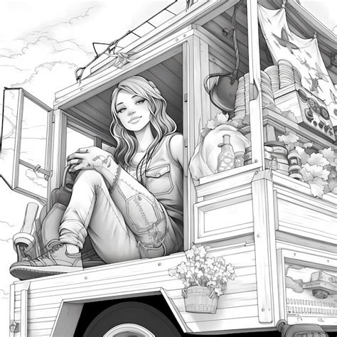 Premium Photo Colouring Page Black Lines No Shadow Anime Style A