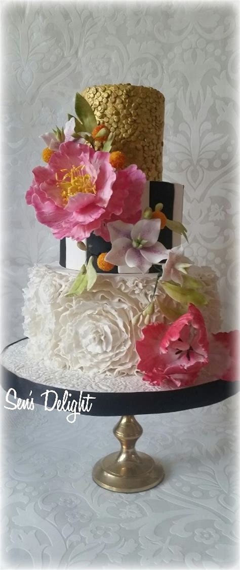 Wedding Cake With A Large Peony And Parrot Tulip CakesDecor