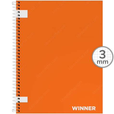 Cuaderno Tamaño Carta Espiral De Plástico Tapa Dura Winner Con 100 Hojas Cuadriculadas 3 Mm