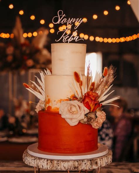 Boho Terracotta Wedding Cake At Dixie Gin Shreveport LA