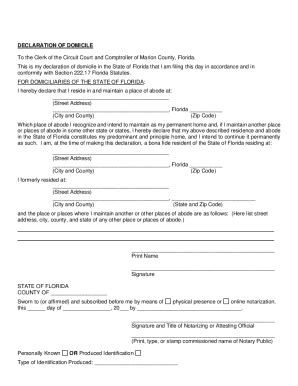 Fillable Online Marion County Declaration Form Fill Out Sign Online