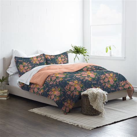 Made Supply Co 3 Piece Hypoallergenic Oversized Navy Floral Comforter