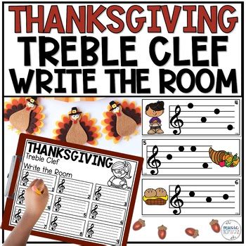 Thanksgiving Treble Clef Notes Music Write The Room Game Turkey