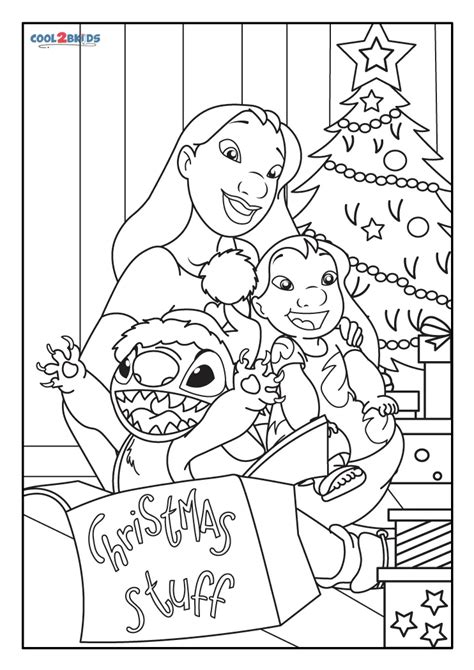 Free Printable Lilo and Stitch Christmas Coloring Pages For Kids