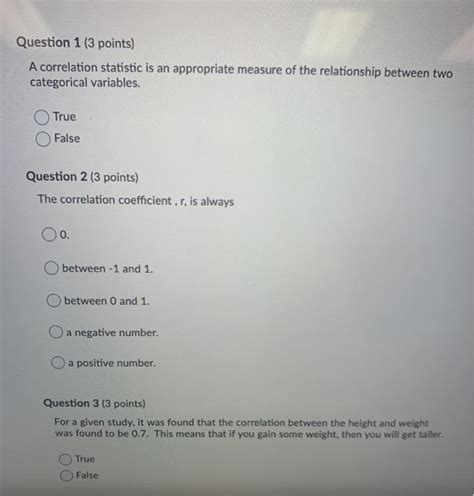 Solved Question 1 3 Points A Correlation Statistic Is An