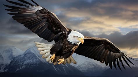 Premium Photo A Majestic Bald Eagle Soaring Through A Cloudy Sky