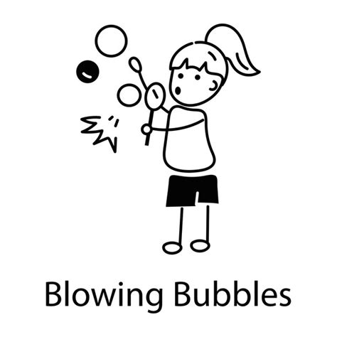 Premium Vector A Welldesigned Doodle Icon Of Girl Blowing Bubbles