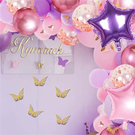 Pcs Butterfly Pink And Purple Balloon Garland Kit Butterfly Theme