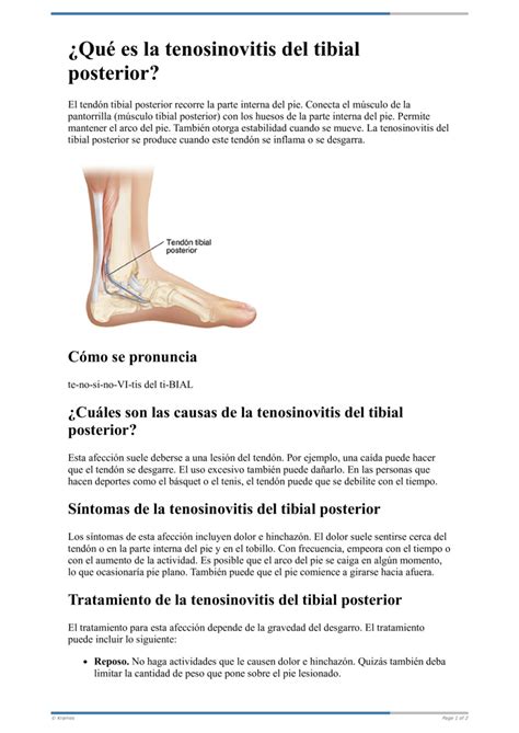 Text Qu Es La Tenosinovitis Del Tibial Posterior Healthclips Online