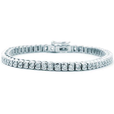 4 Cttw Half Bezel Set Round Diamond Tennis Bracelet In White Gold New