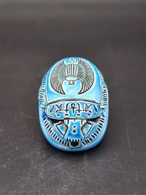 Rare Ancient Egyptian Scarab Vintage Pharaonic Amulet Blue Beetle