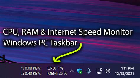 CPU RAM Internet Speed Meter Taskbar Widget For Windows PC Windows