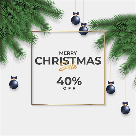 Premium Vector Christmas Social Media Post With Pine Leaf And Ball