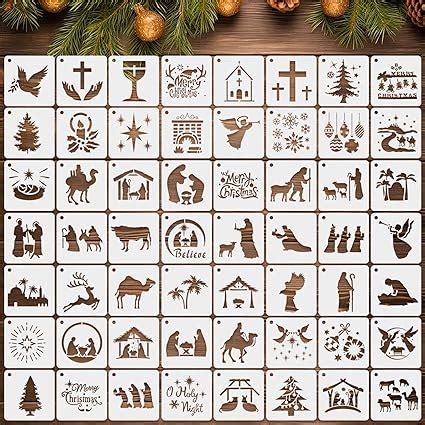 Augshy Christmas Nativity Stencils 56 Pack Christmas Stencils For