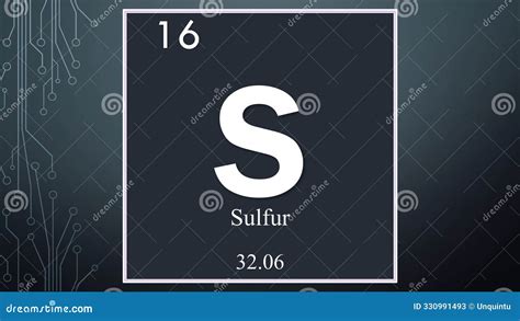 Sulfur Chemical Element Symbol On Dark Abstract Background Stock