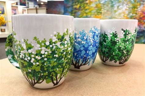 8 Trees Of Joy Coffee Mugs Custom Order Painted Coffee Mugs Hand