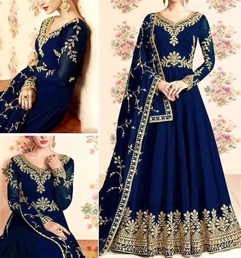 Indian Embroidered Chiffon Anarkali Style Maxi Dress