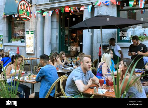 Canada Montreal Old Montreal Restaurant People Stock Photo Alamy