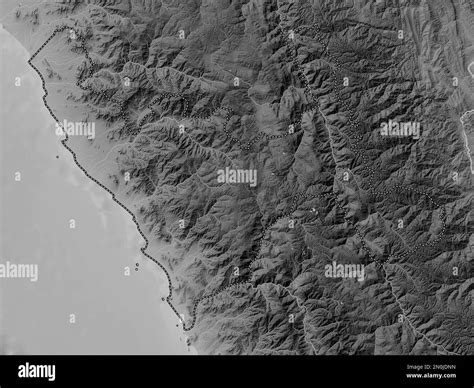 La Libertad Region Of Peru Grayscale Elevation Map With Lakes And