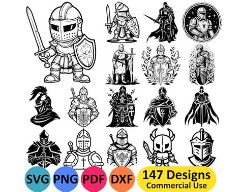 Knight Svg Bundle Medieval Knights Clipart Png Files For Download