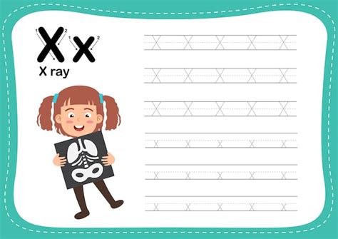 Premium Vector Alphabet Letter X Ray Exercise With Girl Vocabulary