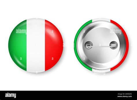 Realistic Button Badge With Printed Italian Flag Souvenir From Italy