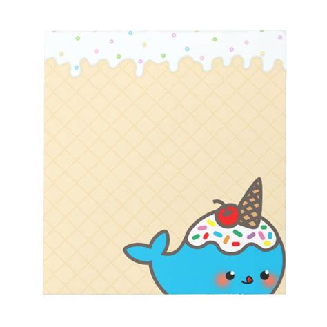 Kawaii Ice Cream Narwhal Notepad Tap Personalize Buy Right Now