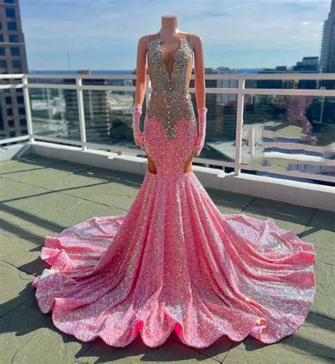 Crystal Prom Dresses Pink Prom Dresses Beaded Prom Dresses Sequins Prom Dresses Prom Dress